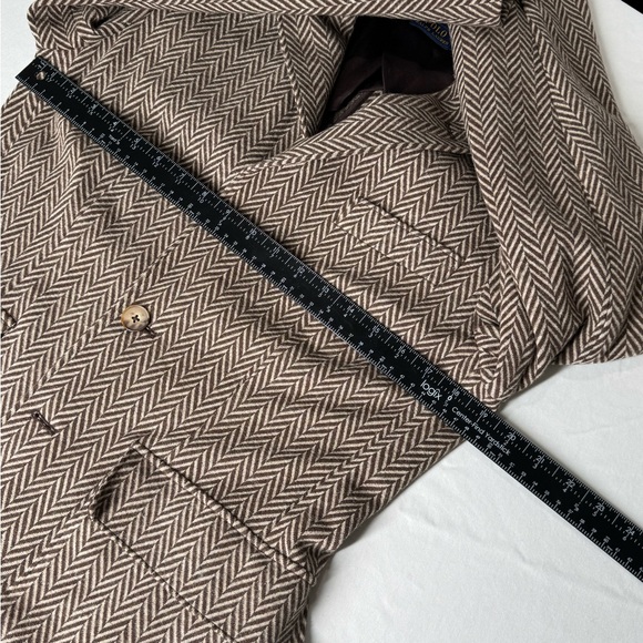 Polo by Ralph Lauren Blue Label Single Breasted Tan Herringbone Blazer 10 - Picture 10 of 15